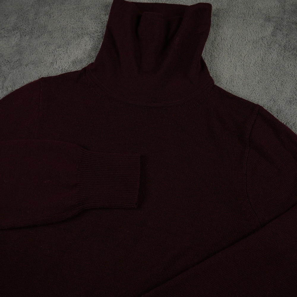 J.Crew Sweater Womens Large Burgundy 100% Merino Wool Turtleneck Preppy‎ Vintage
